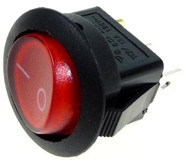 Wippschalter Rot Beleuchtet Runde Form 250V 6,5A Snap-In Montage