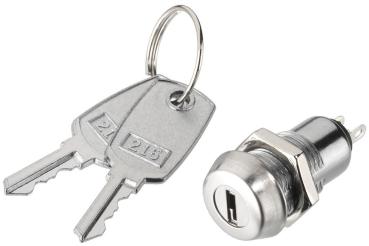 Schlüsselschalter 12mm 1xEin 2Pins / Lötkontakte incl.2 Schlüssel Stabile Ausführung Typ NS 15