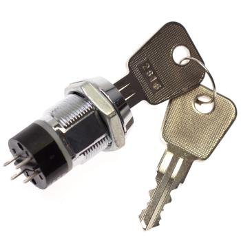 Schlüsselschalter 19mm 1xUm 4Pins / Lötkontakte incl.2 Schlüssel Stabile Ausführung